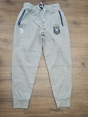 Mens Gray Jogger Sweatpants with Navy Accents